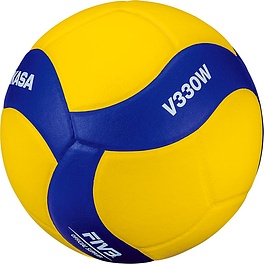 Мяч вол. MIKASA V330W, р.5, синт.кожа (ПУ), 18 пан., оф. парам. FIVB,клееный, бут.кам, желто-синий